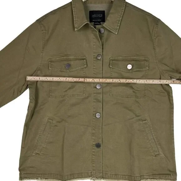 New Sanctuary Los Angeles Men Military Green Olive Utility Shirt Jacket US XL